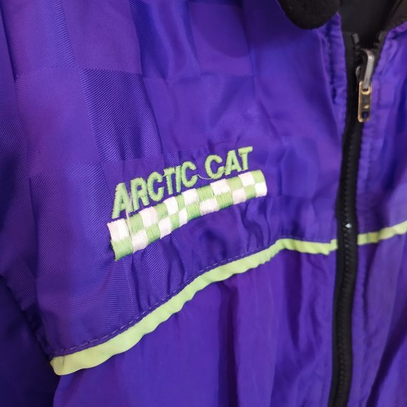 vintage Arctic Cat neon purple checker zip-up winter jacket - Picture 3 of 9